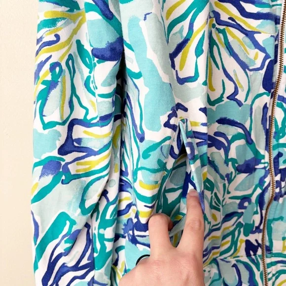 Lilly Pulitzer | Reagan Full Zip Jacket Pool Blue Green Stay Cool Pockets XL - Picture 5 of 8